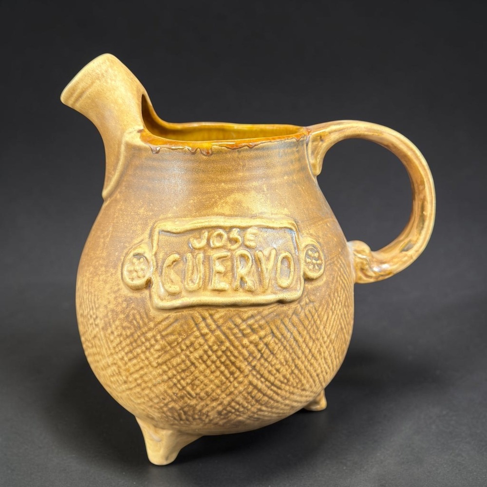 Vintage Jose Cuervo Tequila‎ Stoneware Pitcher Tripod Footed Barware 8in Tall